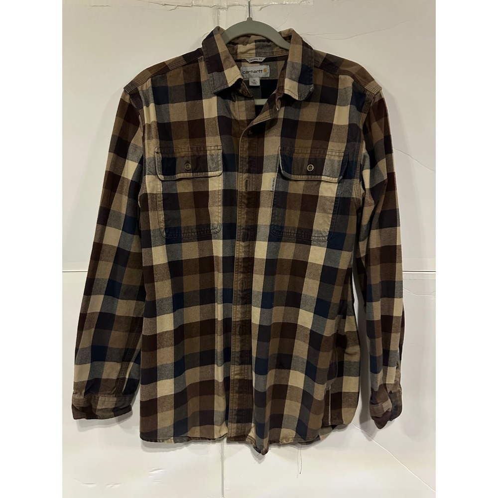 Carhartt Men's Original Fit Plaid Flannel Long Sleeve Button Up Shirt Size M